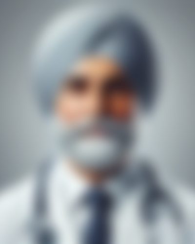 DALL·E 2024-08-29 16.12.10 - A realistic and professional image of a senior Singh doctor. The doctor is wearing a white coat and a stethoscope, with a calm and experienced express